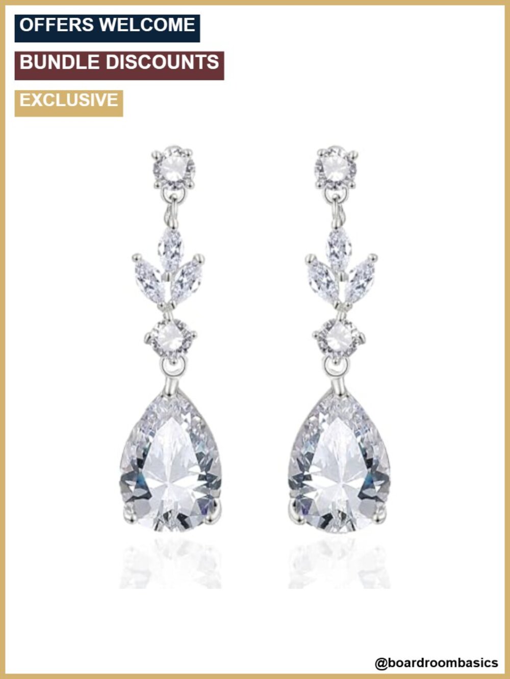 14.2CT Cubic Zirconia Gold Plated Drop Dangle Earrings Bridal Wedding